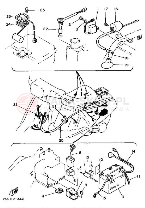 Schemat "układ elektryczny" do Yamaha RIVA 50 CA50S