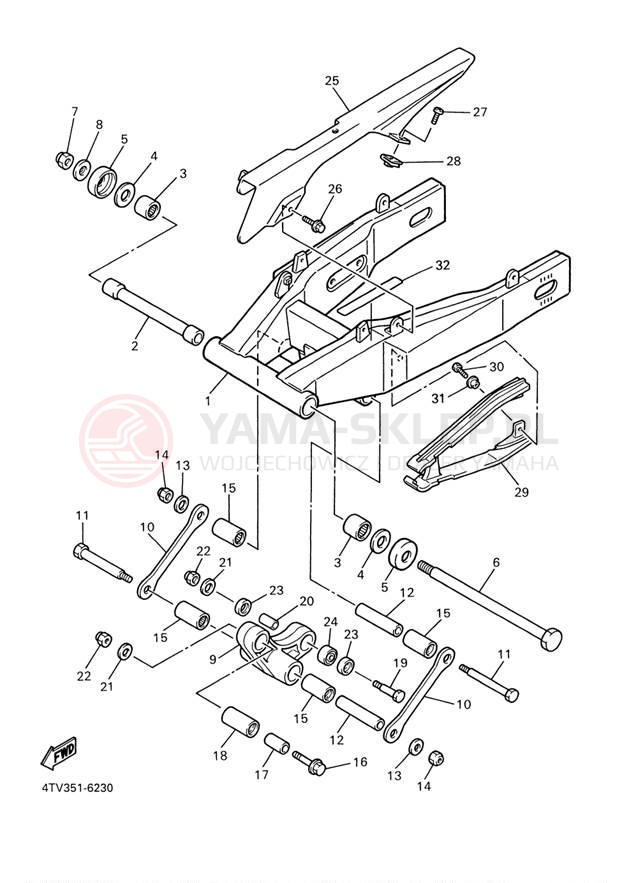 Schemat "wahacz" do Yamaha YZF600R YZF600RM/YZF600RMC