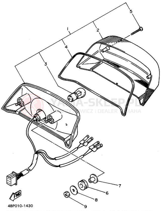 Schemat "lampa tył" do Yamaha SECA II XJ600SFC/XJ600SF