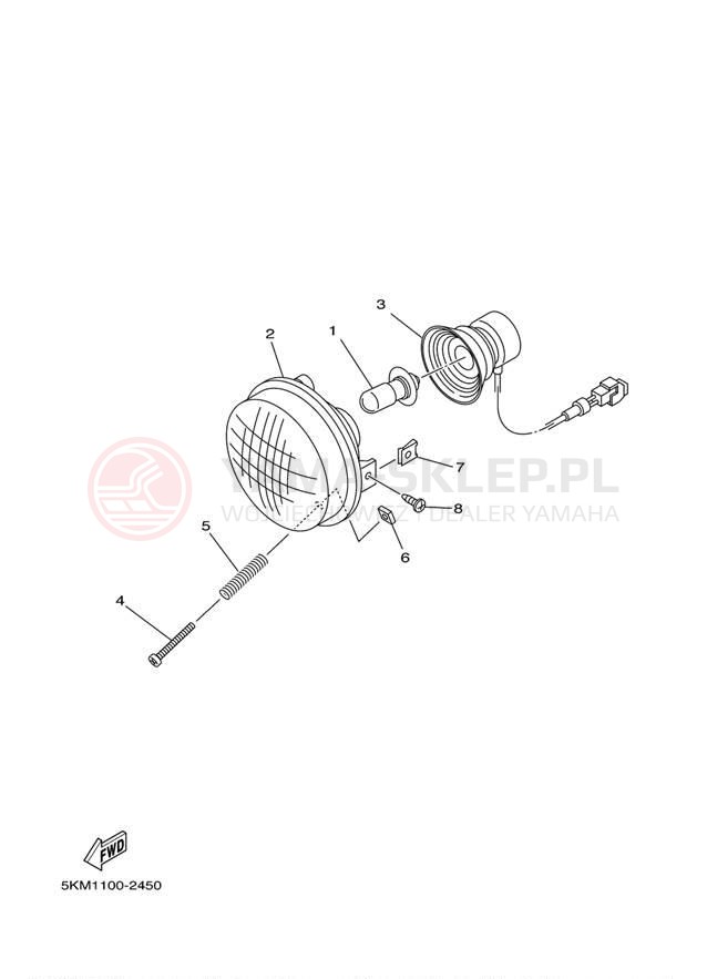 Schemat "Lampa przód" do Yamaha GRIZZLY 350 4WD YFM35FGW