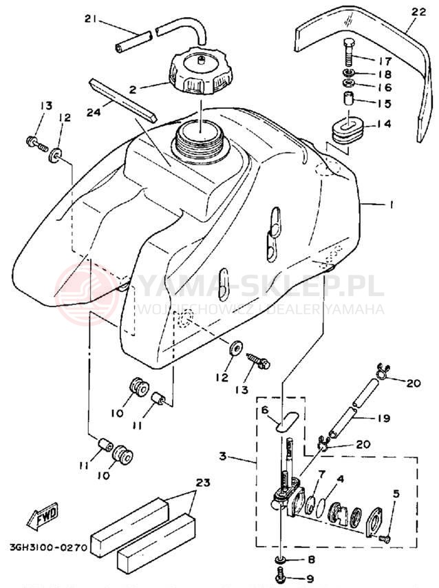 Schemat "zbiornik paliwa" do Yamaha MOTO-4 YFM250B