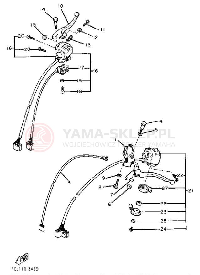 Schemat "Kierownica i osprzęt" do Yamaha XV920J