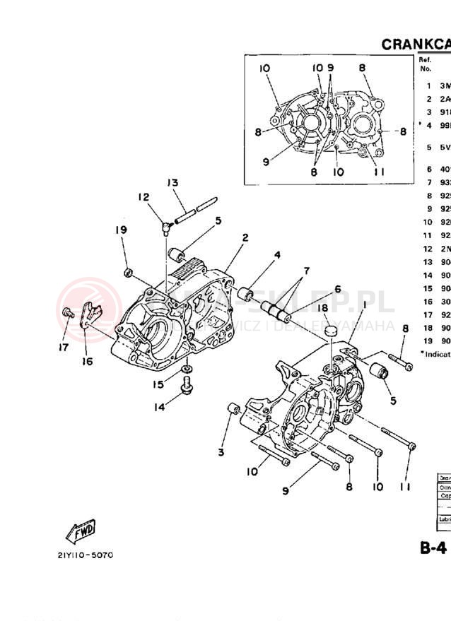 Schemat "Obudowa silnika" do Yamaha YT125N