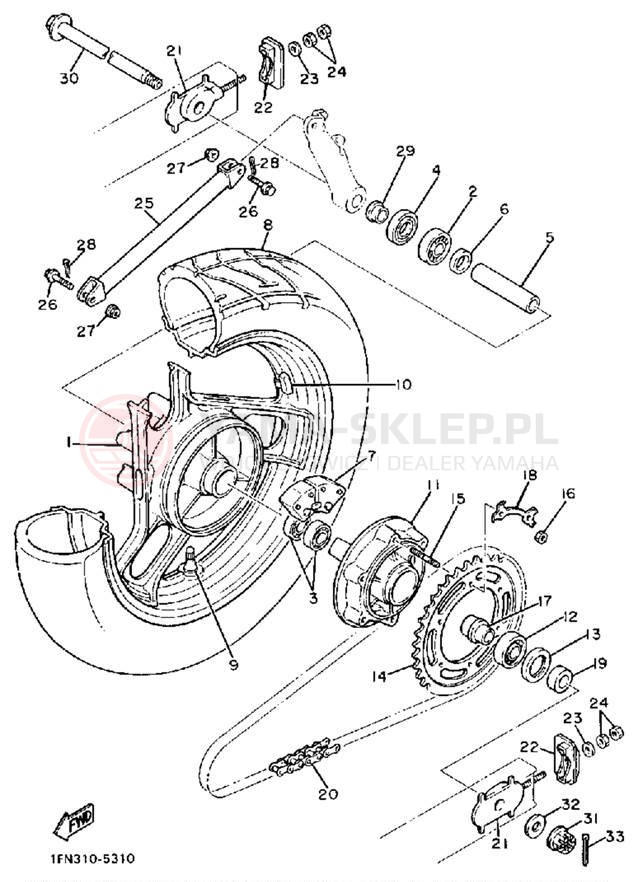 Schemat "Koło tył" do Yamaha FZ750UC/FZ750U