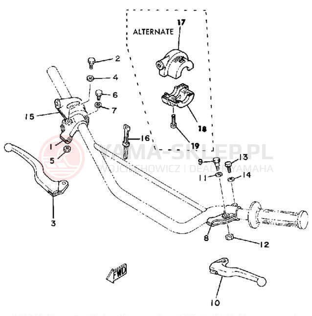 Schemat "Kierownica i osprzęt" do Yamaha MX175H