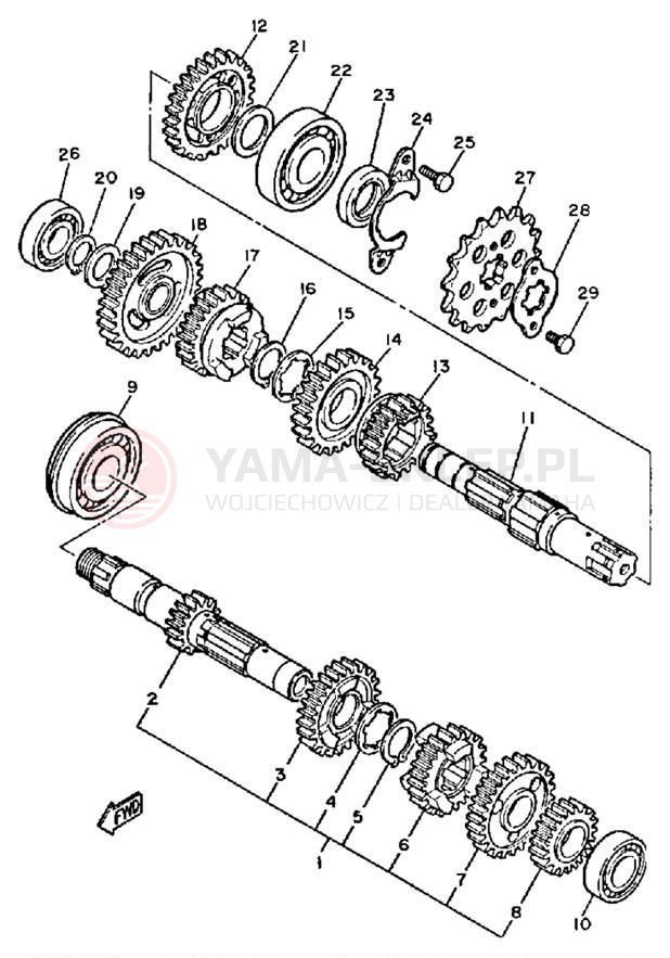 Schemat "Skrzynia biegów " do Yamaha XT600NC/XT600N