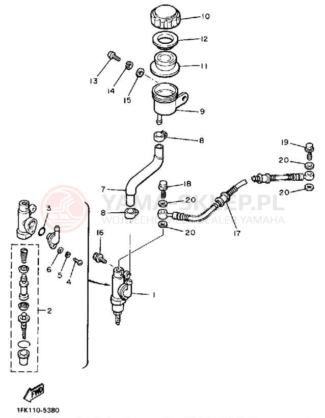 Schemat "Pompa hamulcowa tył" do Yamaha V-MAX 1200 VMX12U/VMX12UC