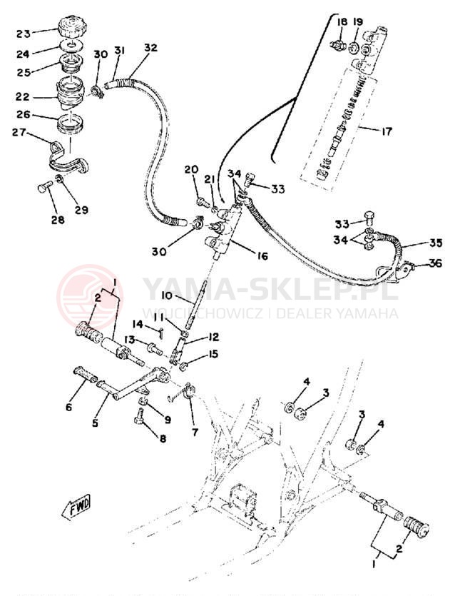 Schemat "Dźwignia hamulca tylnego" do Yamaha TZ250F