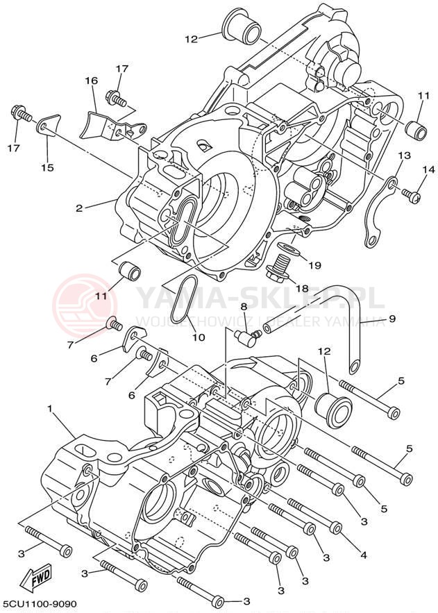 Schemat "Obudowa silnika" do Yamaha YZ250 YZ250P