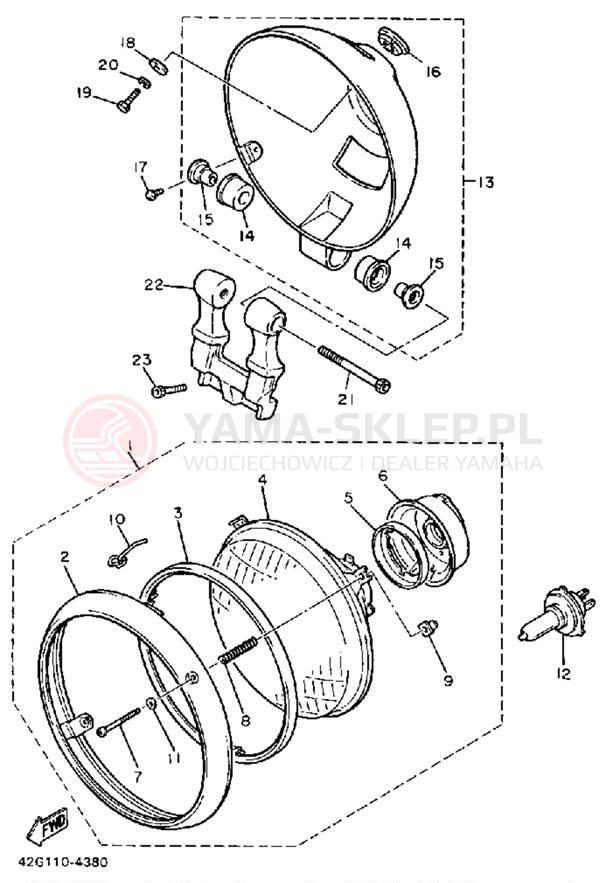 Schemat "Lampa przód" do Yamaha VIRAGO 1100 XV1100TC/XV1100T