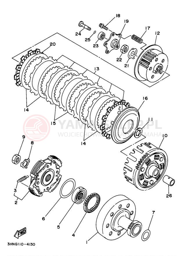 Schemat "sprzęgło" do Yamaha YFM350FWJ