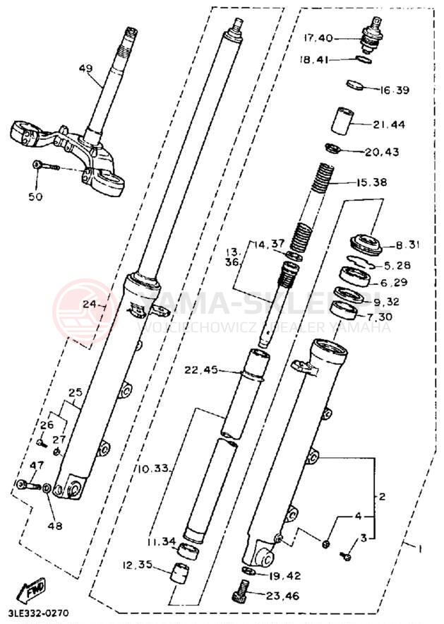 Schemat "Amortyzatory przód" do Yamaha FZR1000A/FZR1000AC