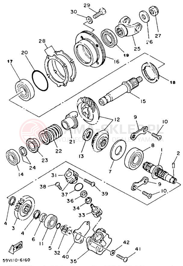 Schemat "Przeniesienie napędu" do Yamaha MOTO-4 YFM225S