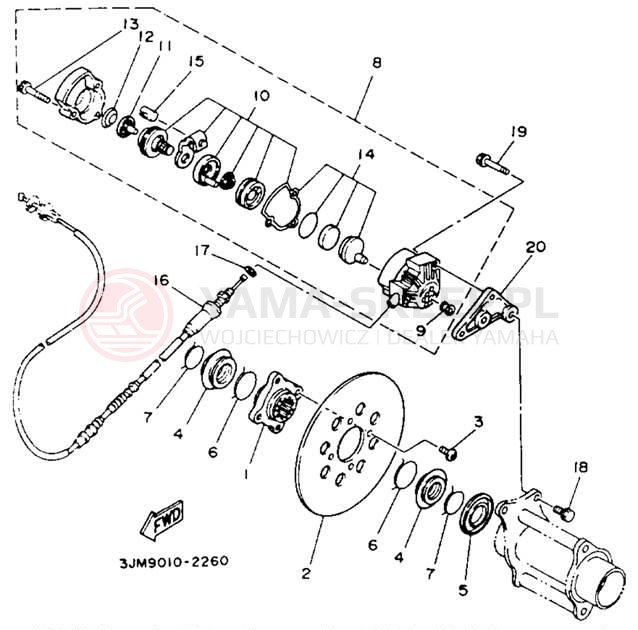 Schemat "Zacisk hamulcowy tylny" do Yamaha BLASTER YFS200E