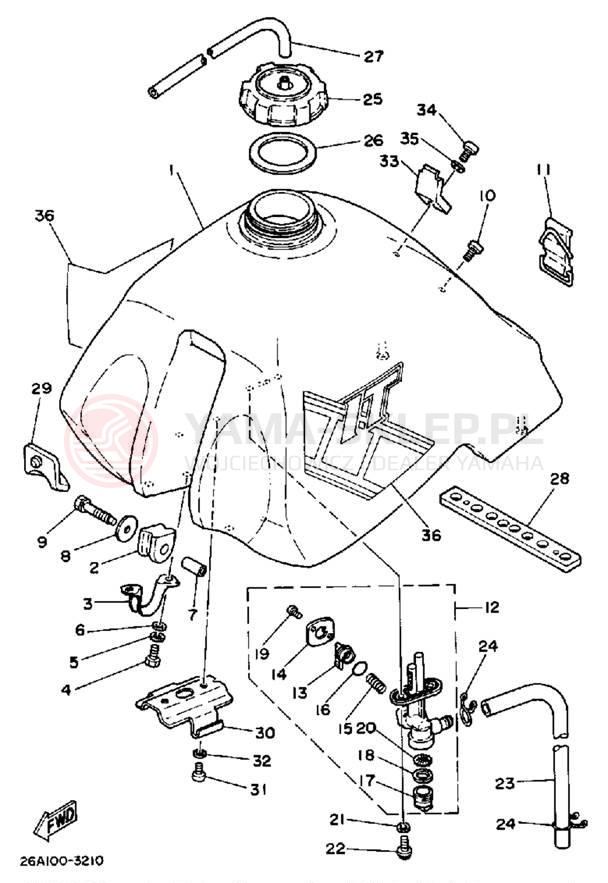 Schemat "zbiornik paliwa" do Yamaha IT490L
