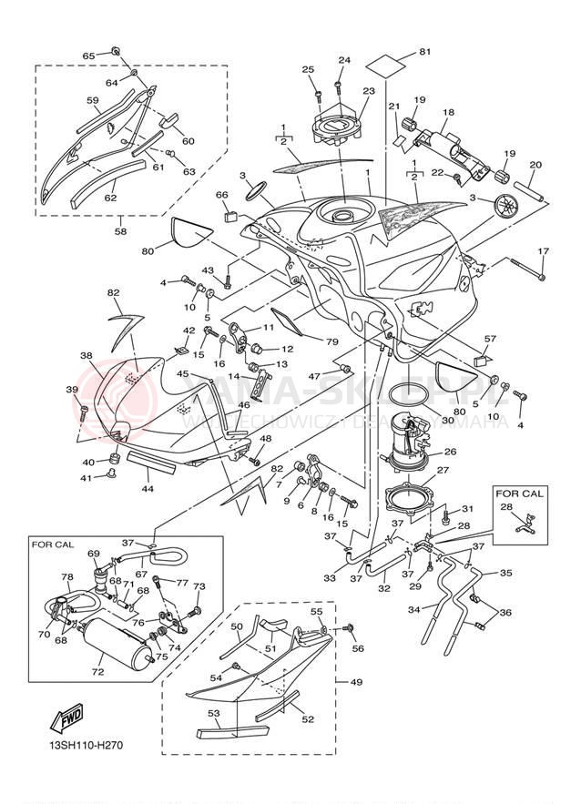 Schemat "zbiornik paliwa" do Yamaha YZFR6 YZFR6YCO/YZFR6YO
