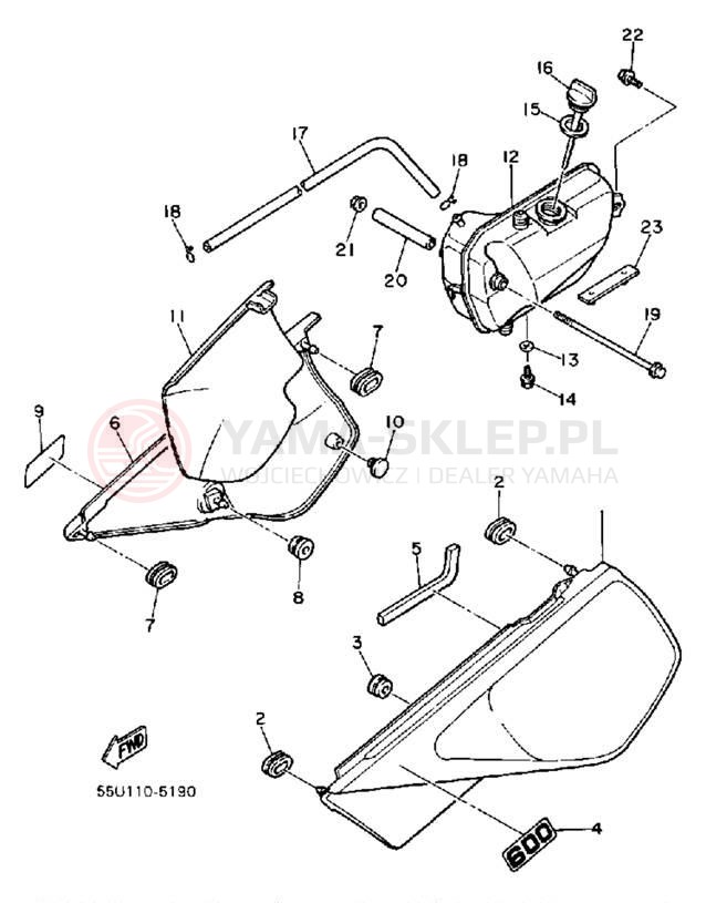 Schemat "Pokrywa boczna" do Yamaha TT600S