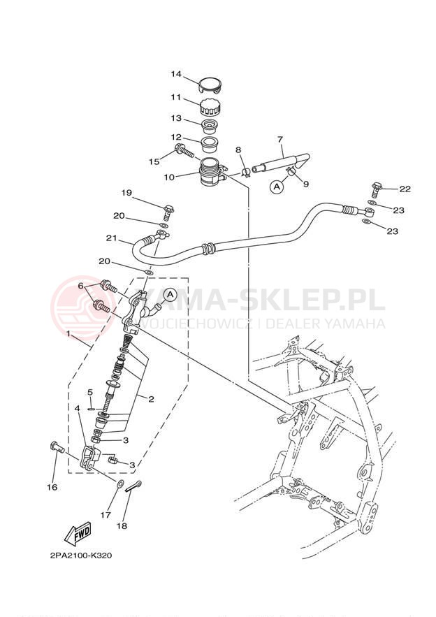 Schemat "Pompa hamulcowa tył" do Yamaha RAPTOR 125 YFM125RDW/YFM125RDL