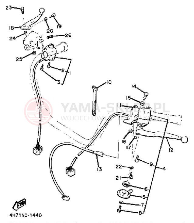 Schemat "Kierownica i osprzęt" do Yamaha XJ650K