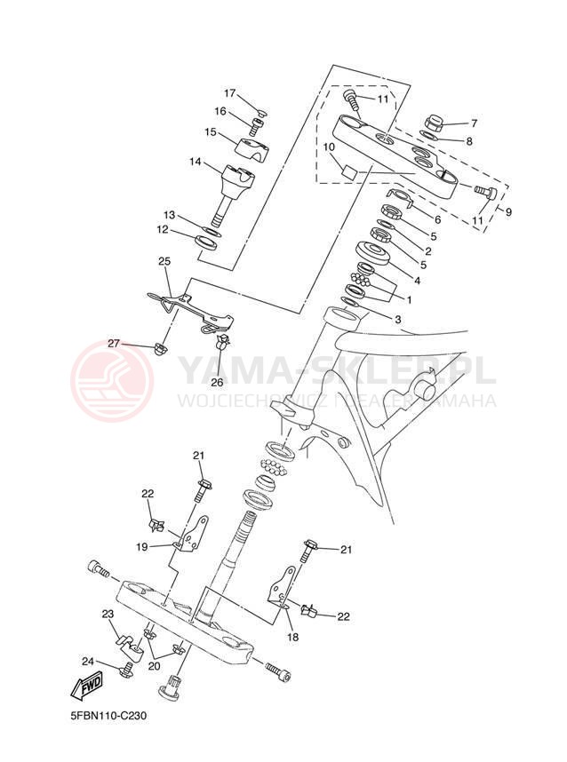 Schemat "Półki zawieszenia" do Yamaha V STAR CUSTOM XVS65S/XVS65SC