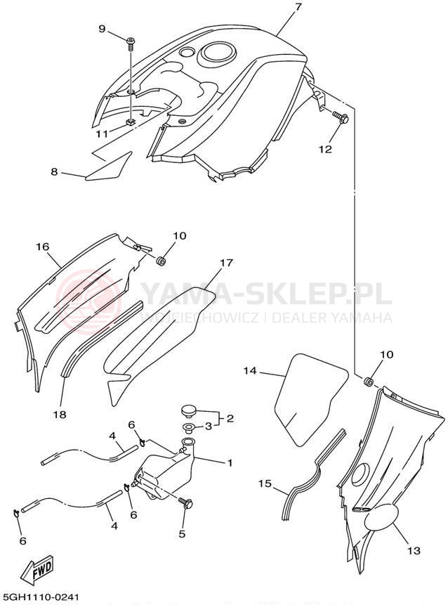 Schemat "Pokrywa boczna" do Yamaha KODIAK 4WD YFM400FAP
