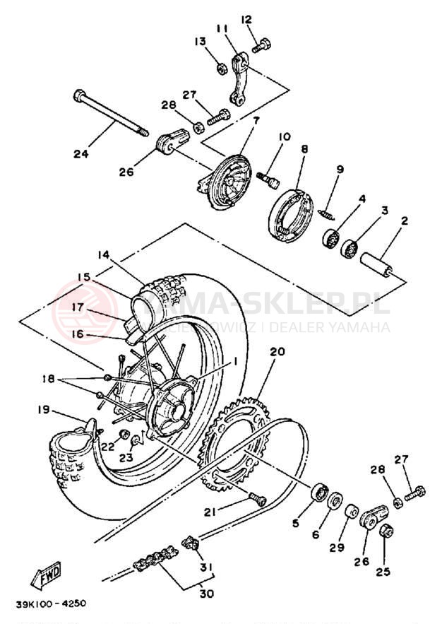 Schemat "Koło tył" do Yamaha YZ80N