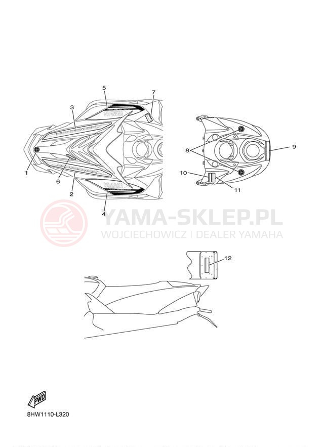 Schemat "naklejki" do Yamaha VECTOR LTX RS90PLTBB/RS90PLTBR
