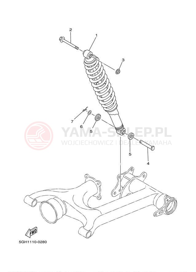 Schemat "zawieszenie tył" do Yamaha KODIAK 2WD YFM400AN