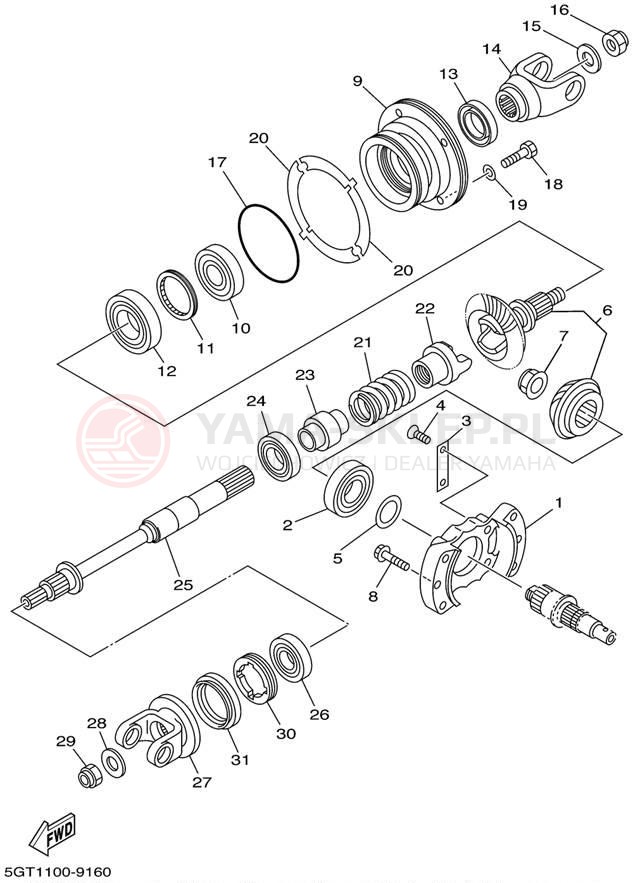 Schemat "Przeniesienie napędu" do Yamaha GRIZZLY YFM600FWAL/YFM600FWAL