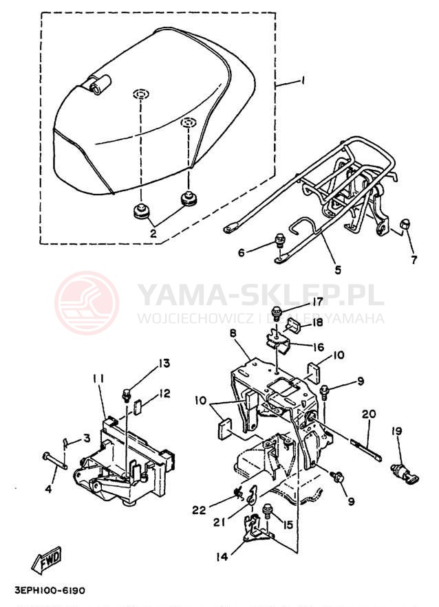 Schemat "siedzenie" do Yamaha RAZZ SH50M