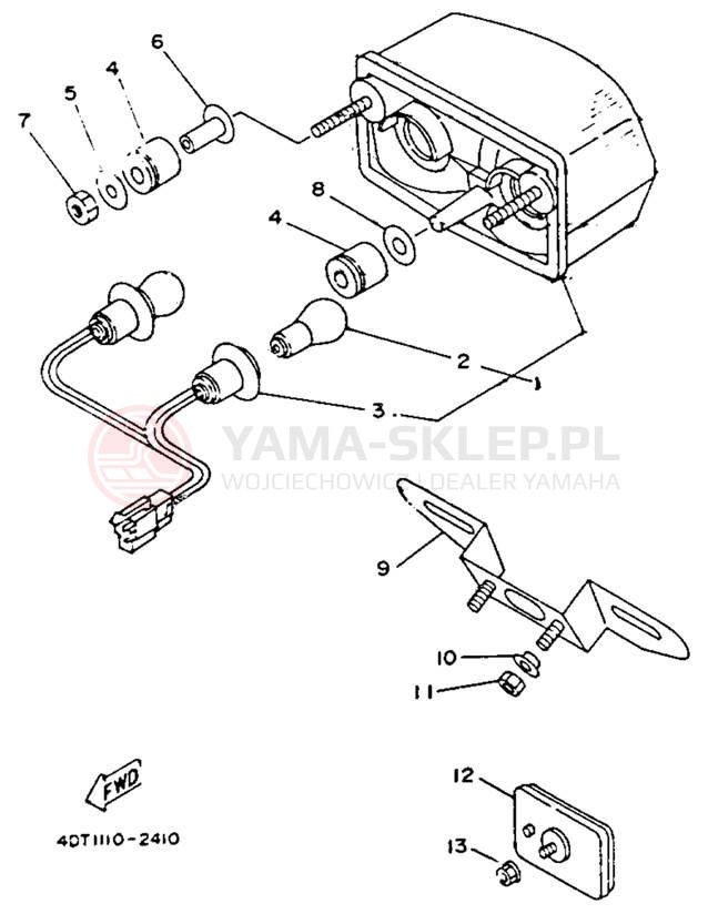 Schemat "Oświetlenie tył" do Yamaha TDM850 TDM850DC/TDM850D