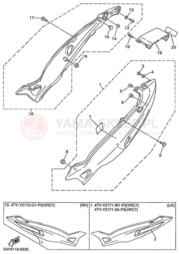 Schemat "Pokrywa boczna" do Yamaha YZF600R YZF600RL/YZF600RLC