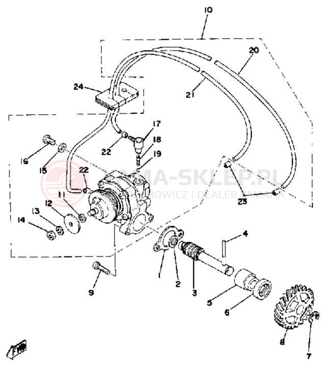 Schemat "Pompa olejowa" do Yamaha RD400E