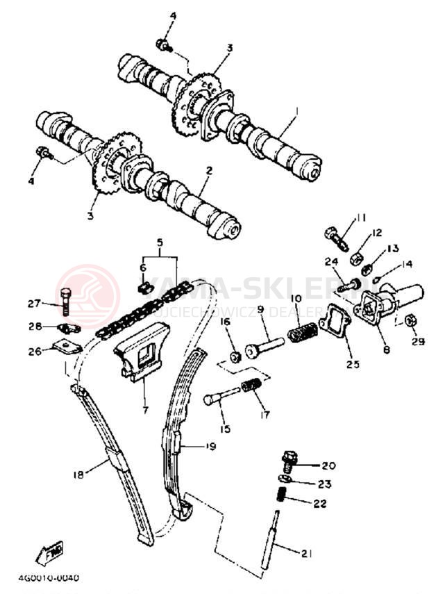 Schemat "Rozrząd - łańcuszek" do Yamaha XJ550RJ