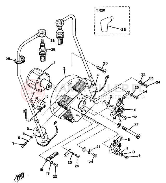 Schemat "Moduł zapłonowy - cewka" do Yamaha TR2 TR2B TR2