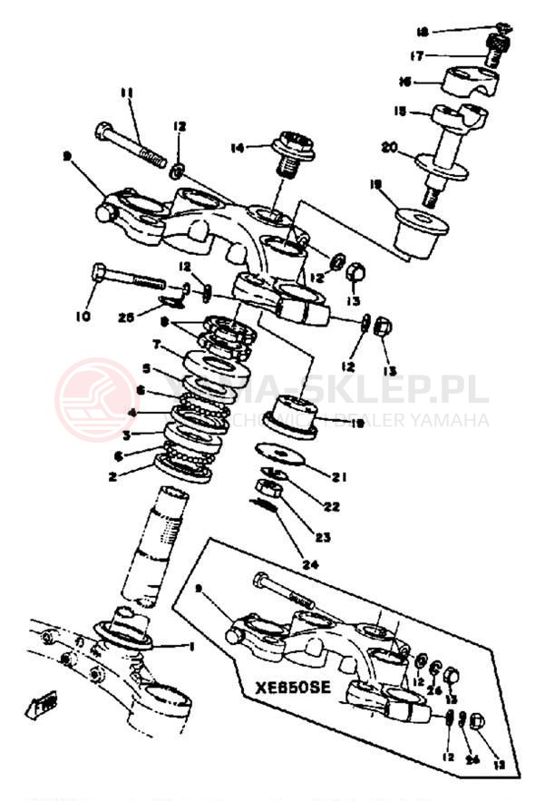 Schemat "Półki zawieszenia" do Yamaha XS650SG
