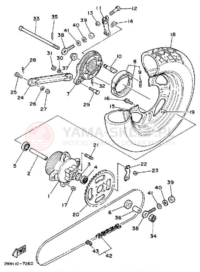 Schemat "Koło tył" do Yamaha YSR50A