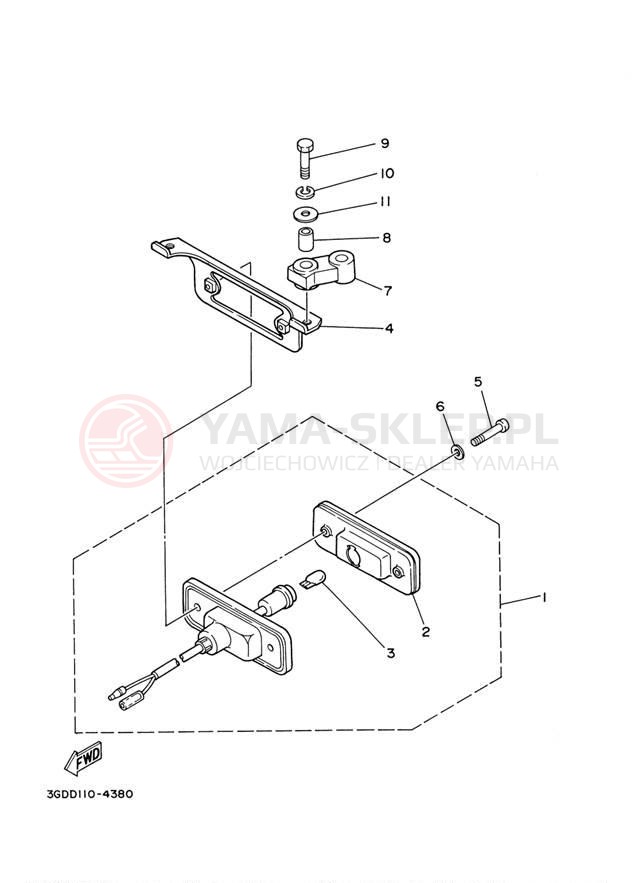 Schemat "lampa tył" do Yamaha BANSHEE YFZ350M