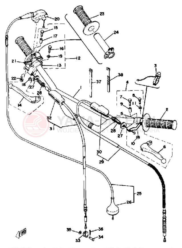 Schemat "Kierownica i osprzęt" do Yamaha YZ400C