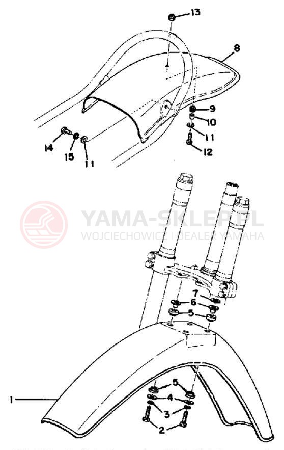 Schemat "Błotniki przód i tył" do Yamaha YZ400C
