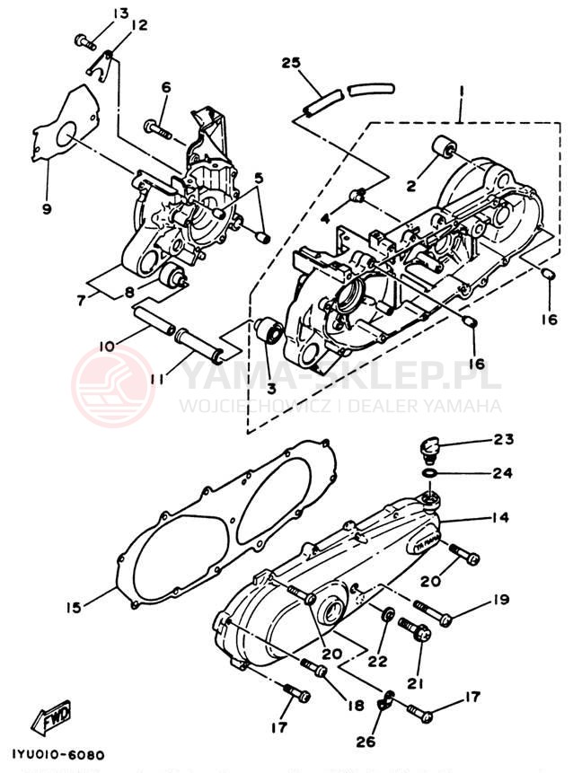 Schemat "Obudowa silnika" do Yamaha RAZZ SH50G