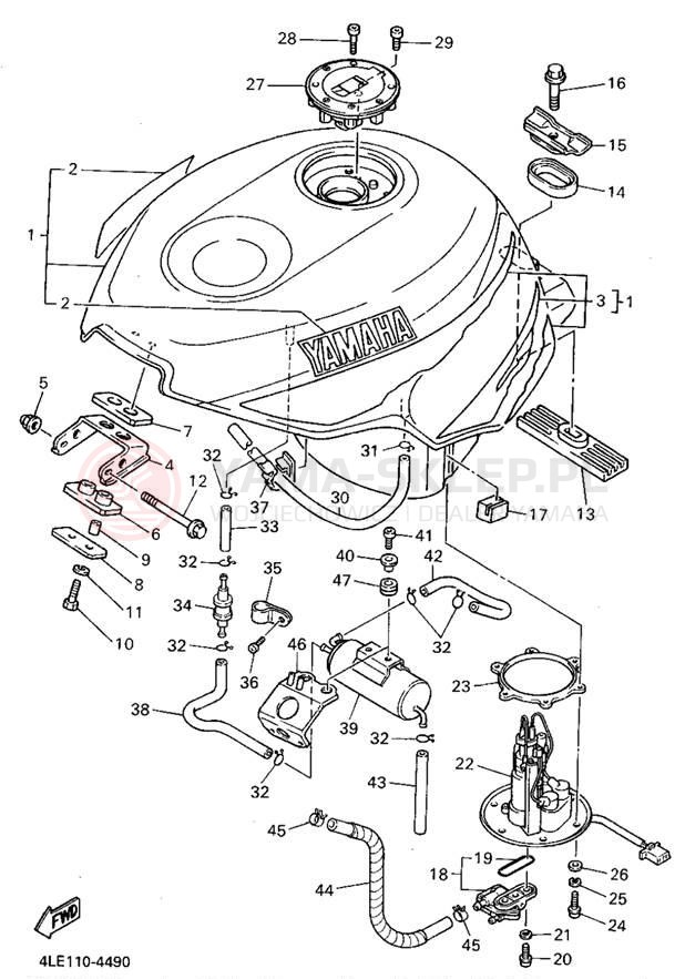 Schemat "zbiornik paliwa" do Yamaha YZF750RF/YZF750RFC