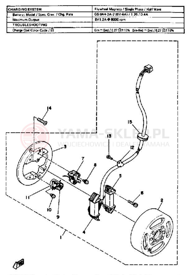 Schemat "prądnica" do Yamaha GT80E