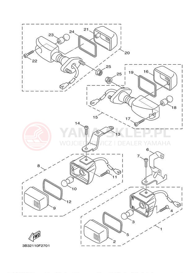 Schemat "kierunkowskazy" do Yamaha C3 XF50XR/XF50XW/XF50XL