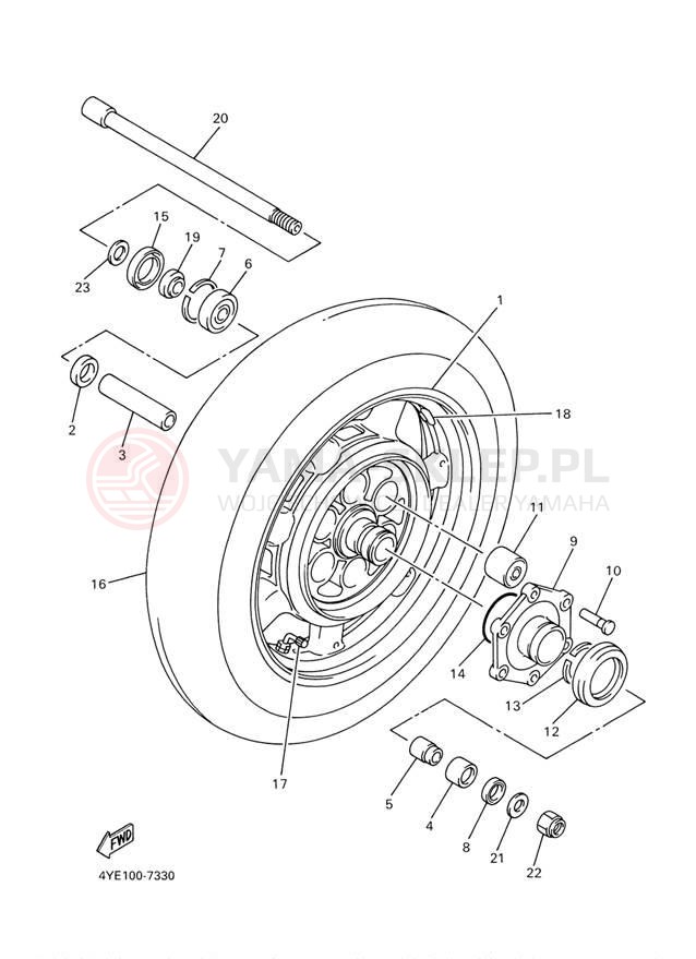 Schemat "Koło tył" do Yamaha VENTURE XVZ1300TFN/XVZ1300TFN