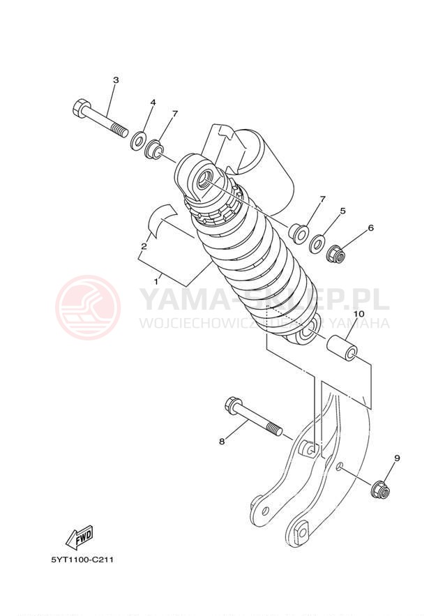 Schemat "zawieszenie tył" do Yamaha RAPTOR 350 YFM35RW