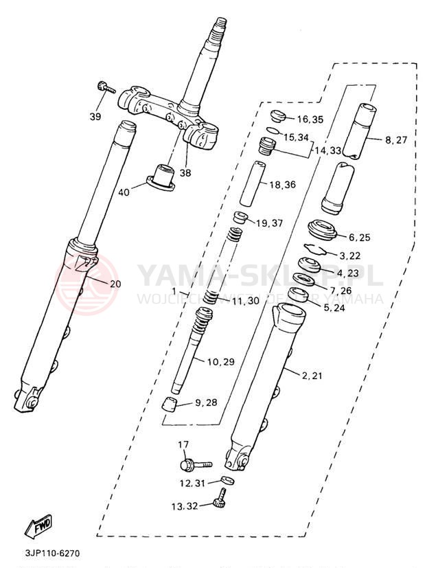 Schemat "Amortyzatory przód" do Yamaha V-MAX 1200 VMX12H/VMX12HC