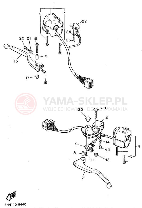 Schemat "Kierownica i osprzęt" do Yamaha FZR600RG/FZR600RGC