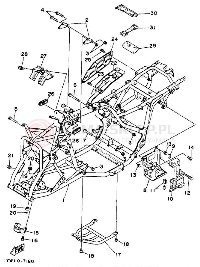 Schemat "rama" do Yamaha MOTO-4 YFM350ERT
