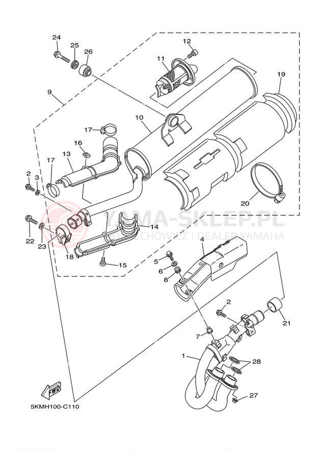 Schemat "Wydech końcowy" do Yamaha GRIZZLY 660 YFM660FS